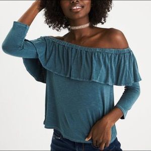 American Eagle Green Off the Shoulder Soft & Sexy